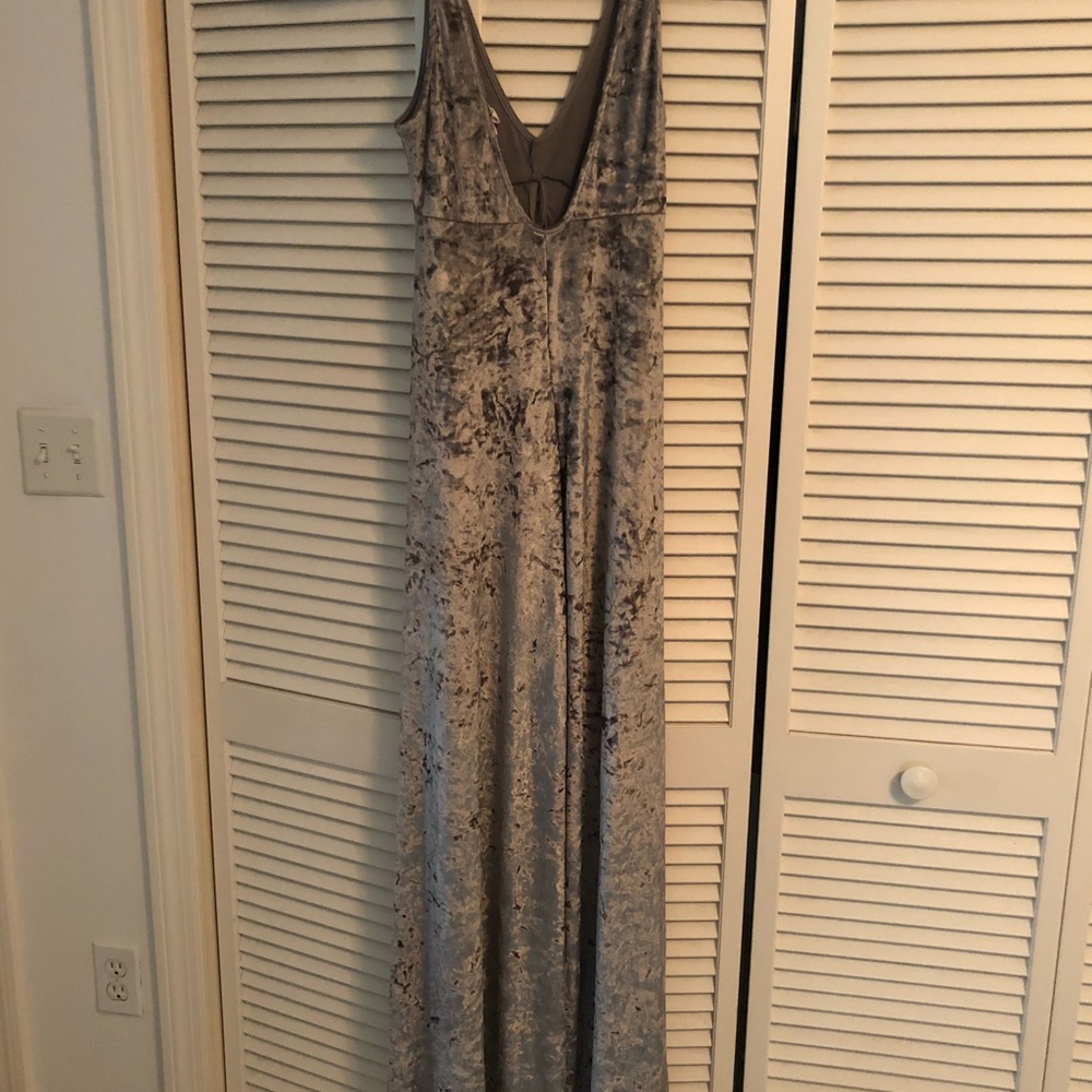 Gray velvet long jumpsuit Small
